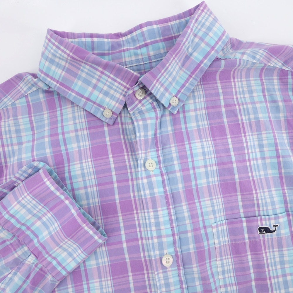Vineyard Vines Tucker Shirt Purple Blue Plaid Classic‎ Fit Spring Mens Medium